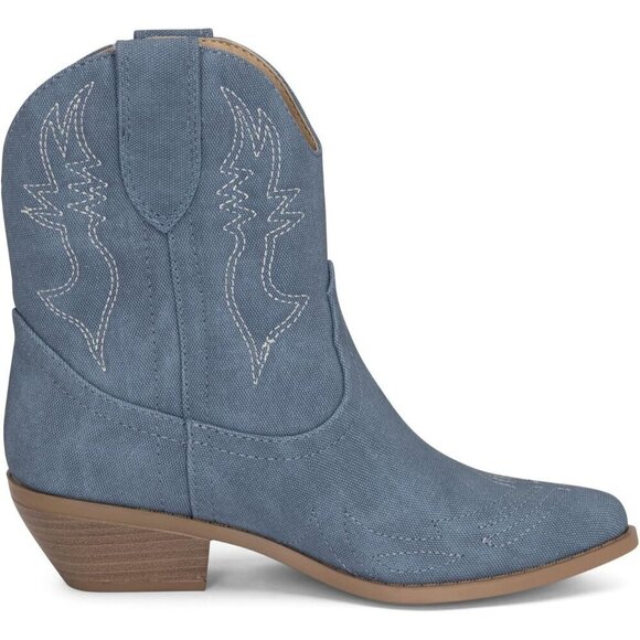 ✨ Chariot & Co Cowgirl Boots Women Blue 1 Susan Western Ankle Pointed Toe Boots - Picture 3 of 7